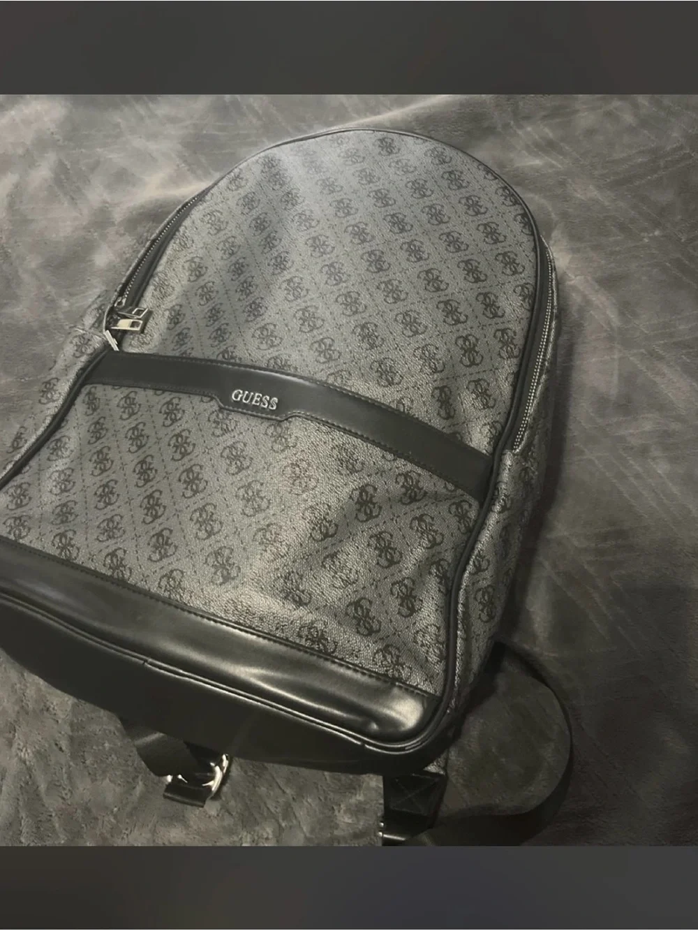 GUESS Gray & Black Monogram Backpack